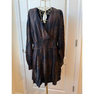 Women's DISTURBIA Black & Brown Ruin Fern Printed Mini Dress Size 8
